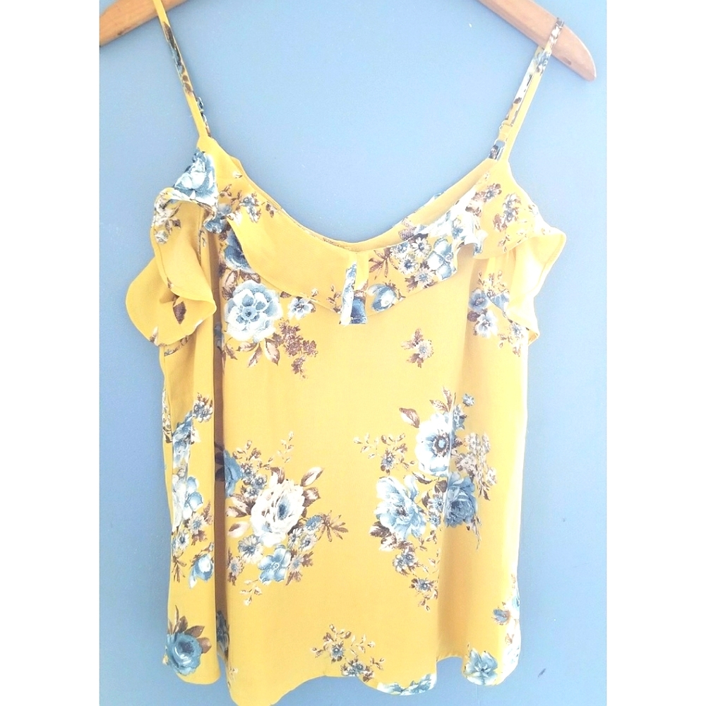 Yellow Ruffle Tank Top - Picture 2 of 7